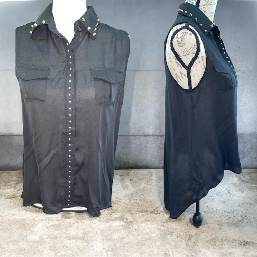 Women’s Black Gold Hi Lo Blouse Top Shirt
